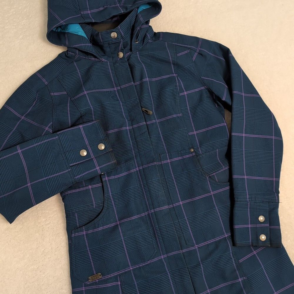 Outdoor Research OR Women's Size Sm Decibelle Jacket Coat Plaid Blue Hooded EUC